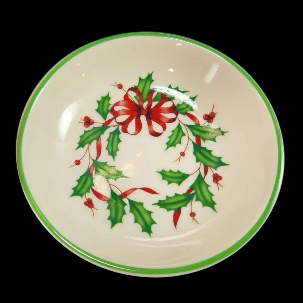 Lenox Holiday Holly Dip Bowls Christmas Set of 4 Red Bow Dipping Bowls New in Bx